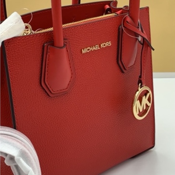 MICHAEL KORS MERCER MEDIUM MESSENGER CROSSBODY FLAME COLOR - Picture 8 of 16